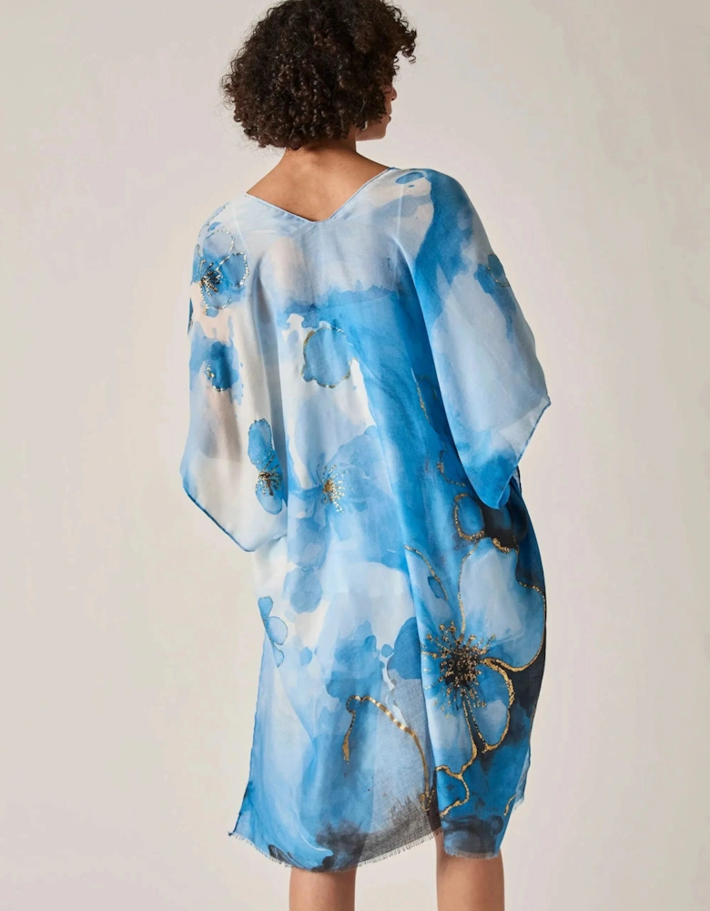 Blue Watercolour Floral Kaftan