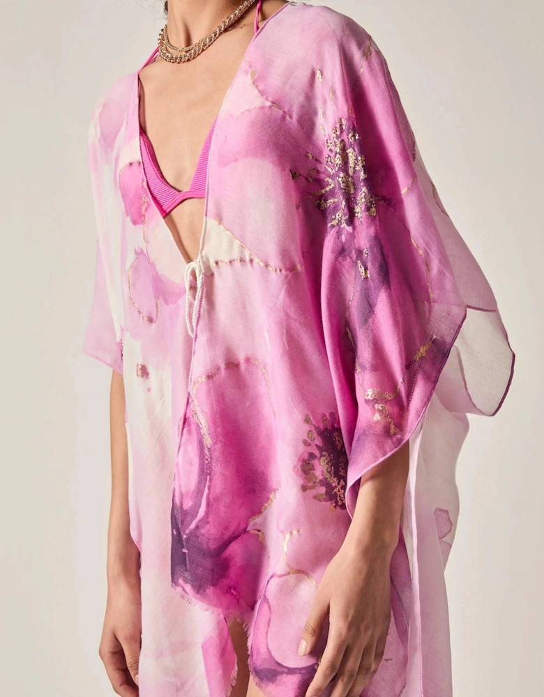 Pink Watercolour Floral Kaftan