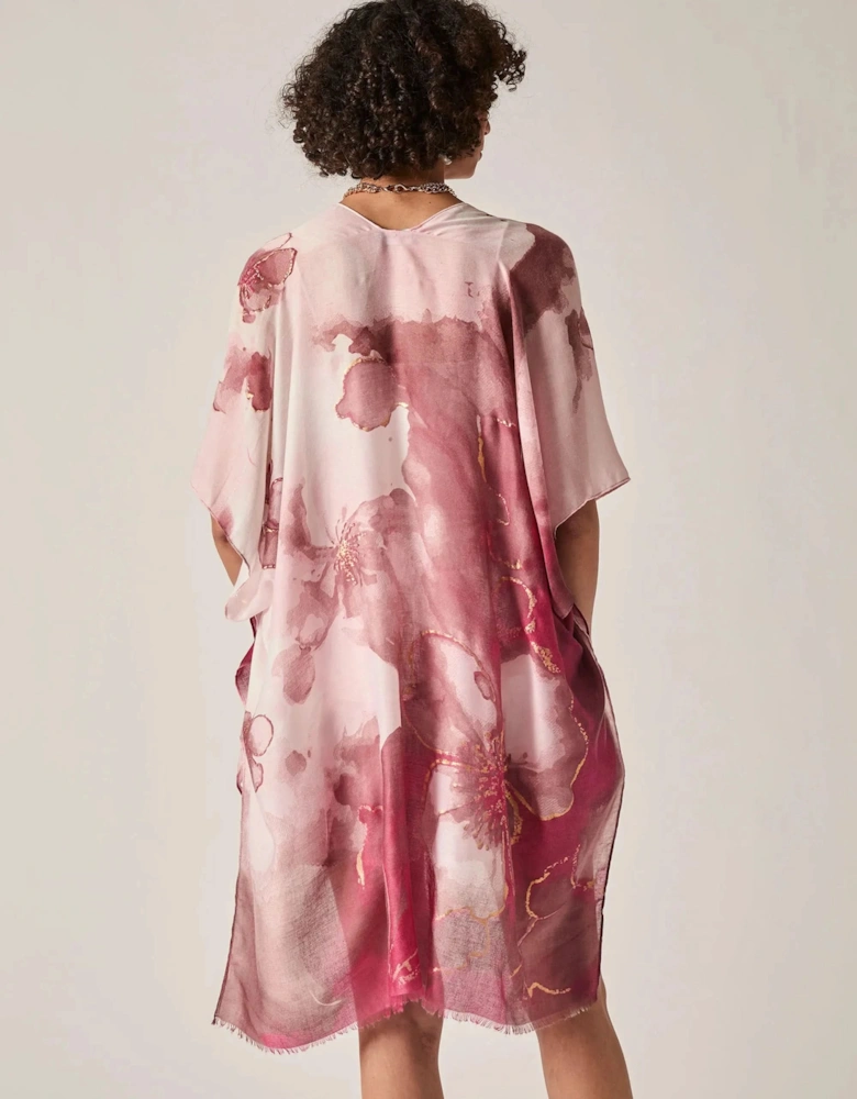 Red Watercolour Floral Kaftan