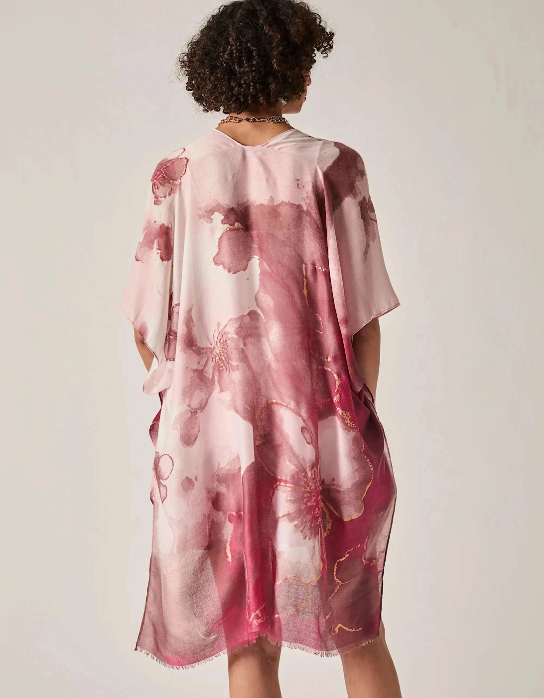 Red Watercolour Floral Kaftan