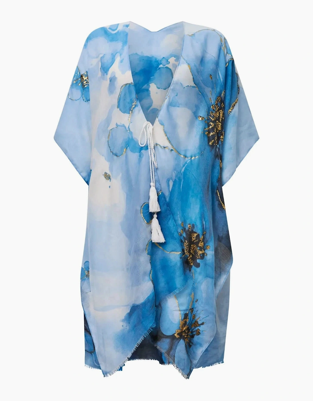 Blue Watercolour Floral Kaftan