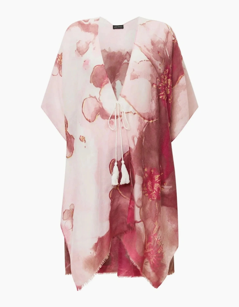 Red Watercolour Floral Kaftan