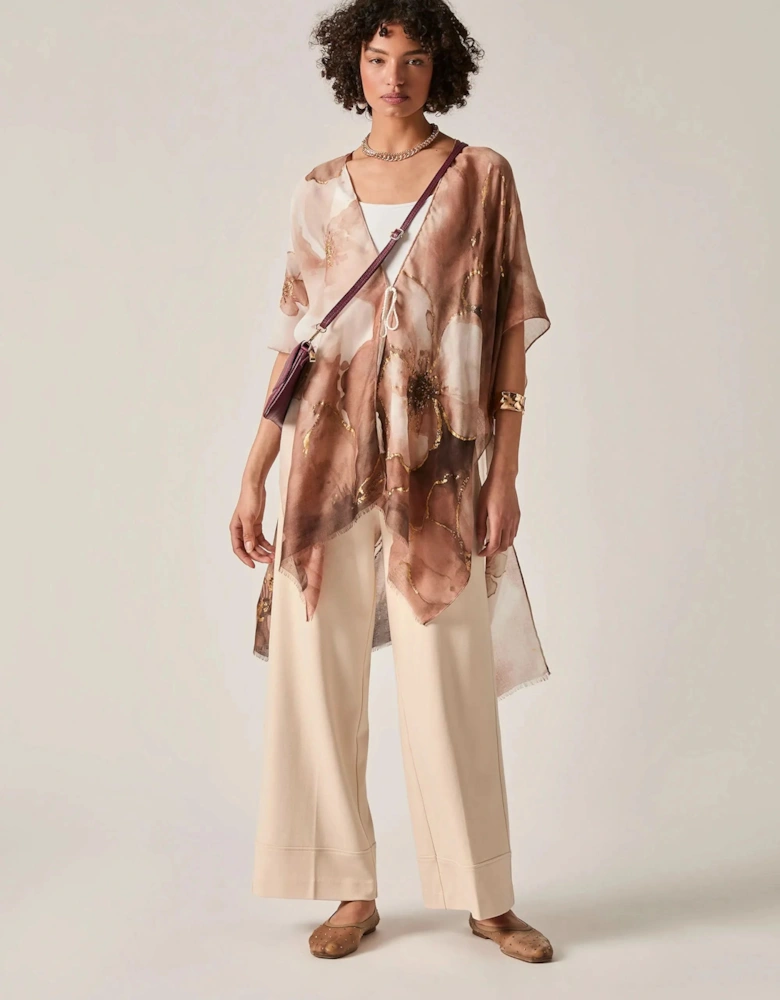 Beige Watercolour Floral Kaftan