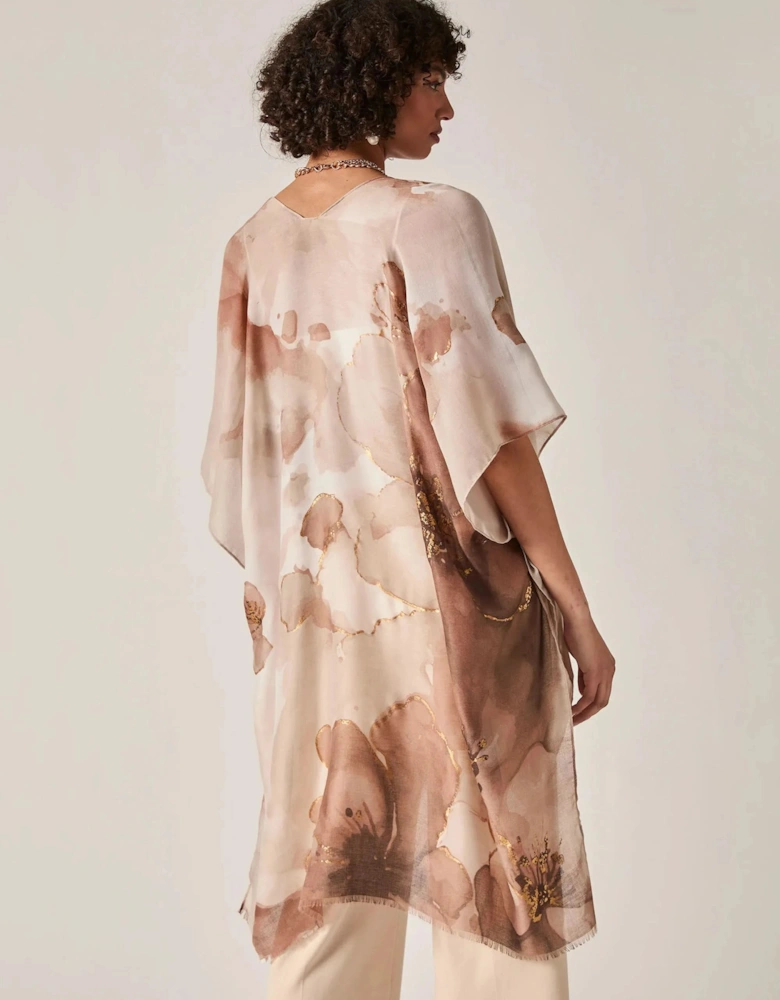 Beige Watercolour Floral Kaftan