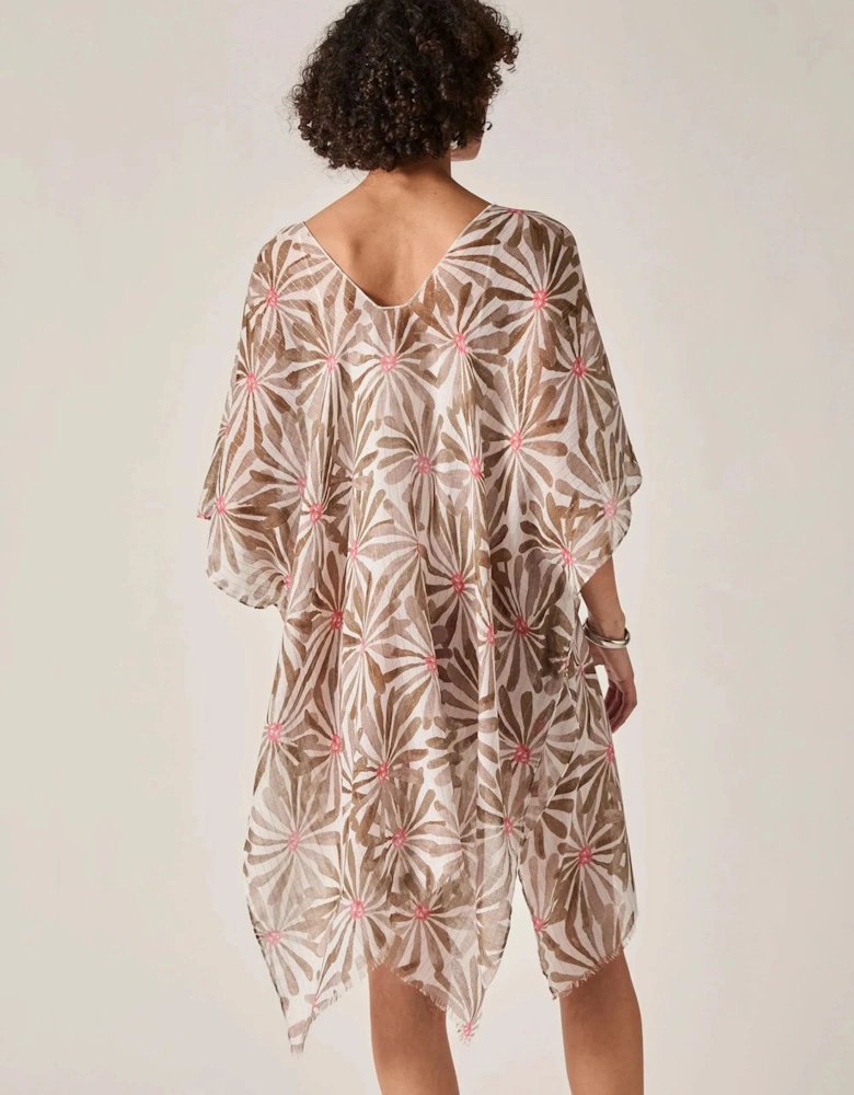 Beige Retro Floral Kaftan