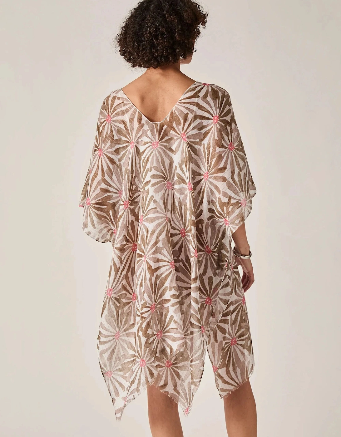 Beige Retro Floral Kaftan