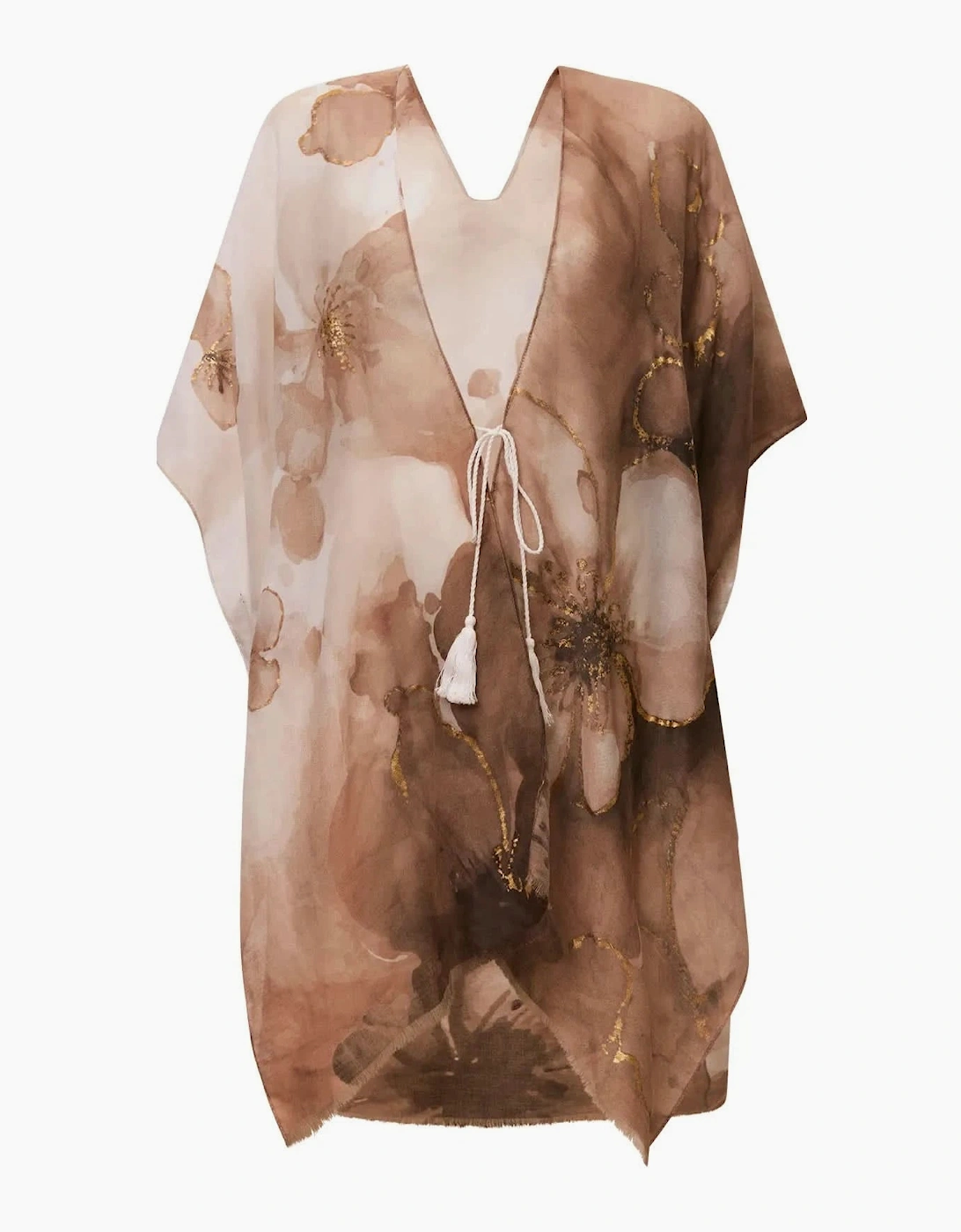 Beige Watercolour Floral Kaftan