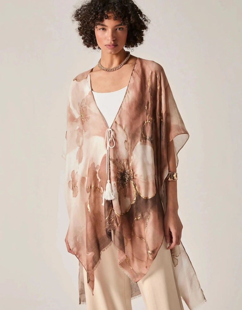 Beige Watercolour Floral Kaftan