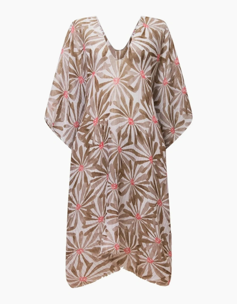 Beige Retro Floral Kaftan