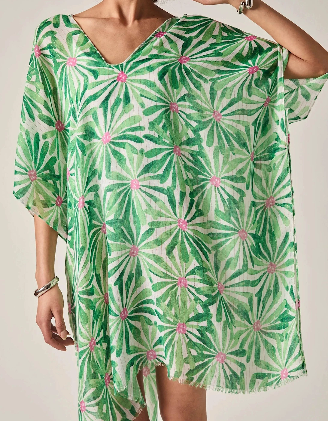 Green Retro Floral Kaftan
