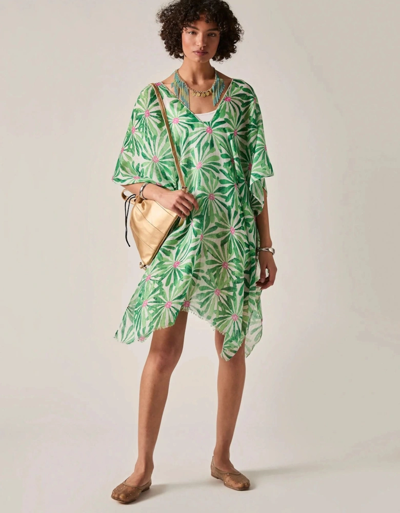 Green Retro Floral Kaftan