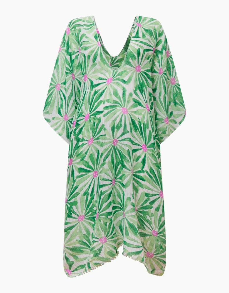 Green Retro Floral Kaftan