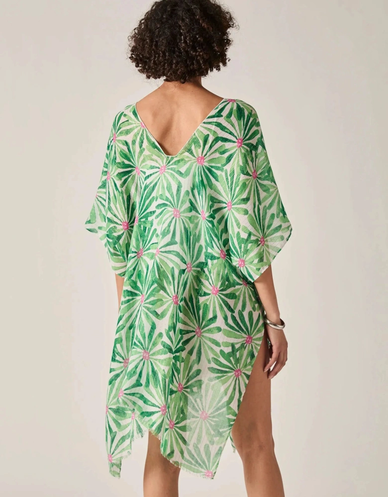 Green Retro Floral Kaftan