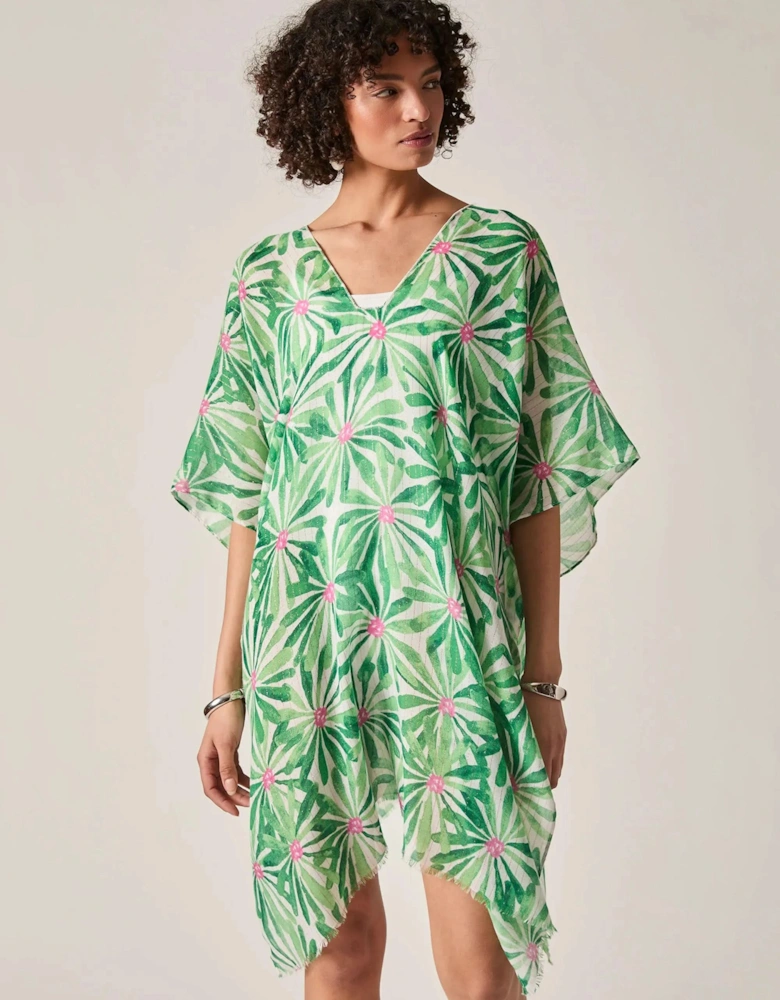 Green Retro Floral Kaftan