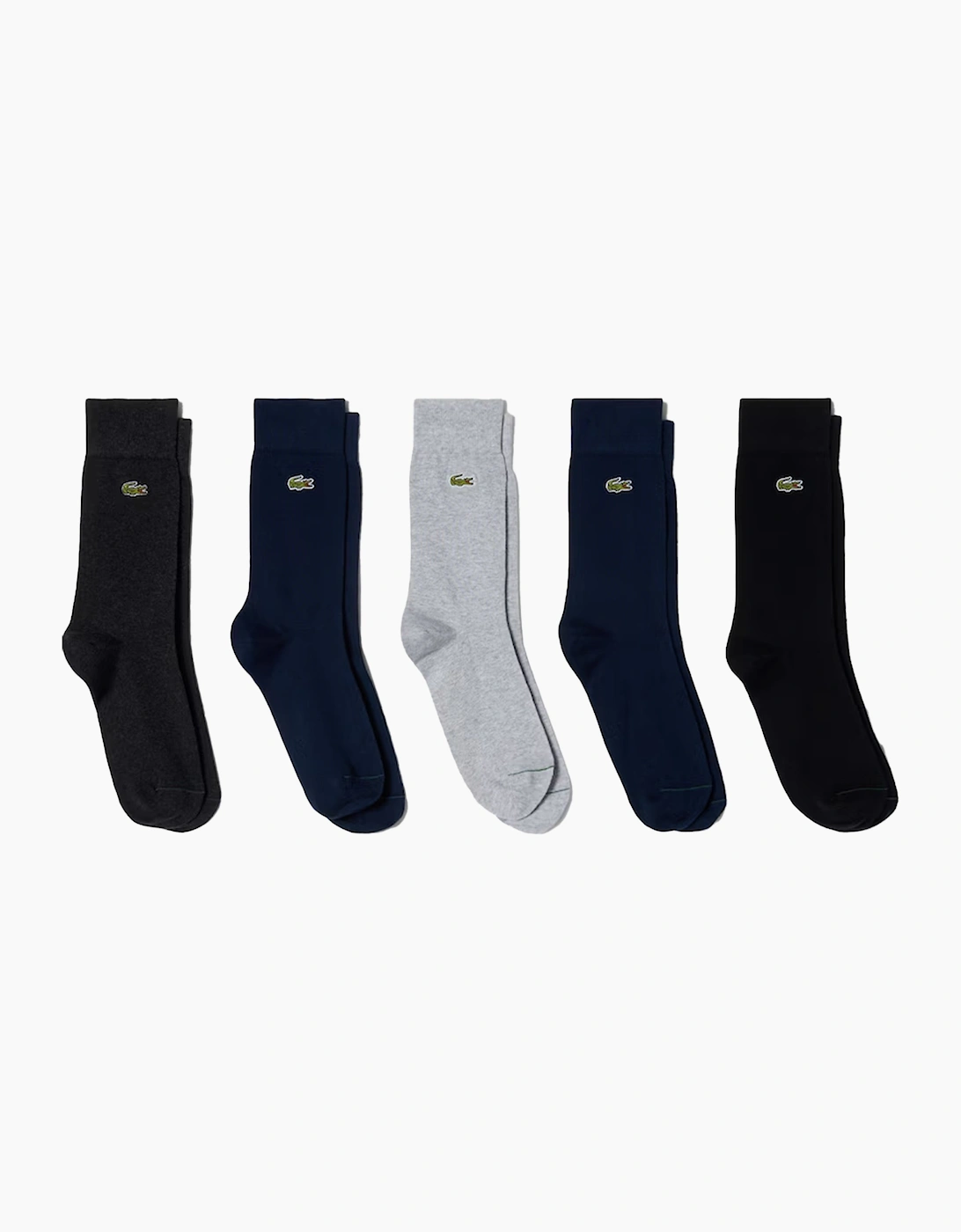 Lacoste Organic Stretch Cotton 5 Pack Socks Navy/Grey/Black