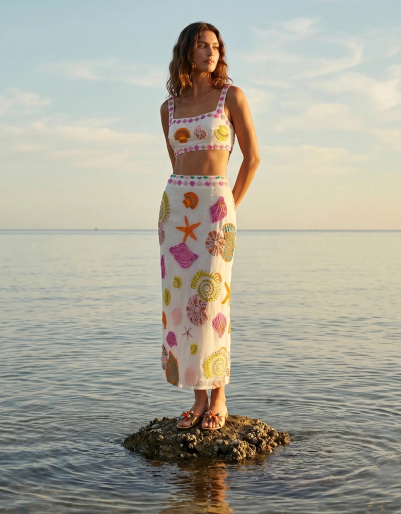 New York Hand-Embroidered Skirt Multi Colour