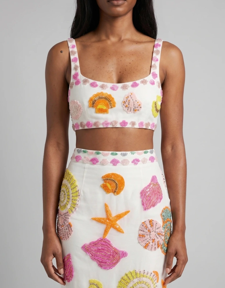 New York Hand-Embroidered Top White