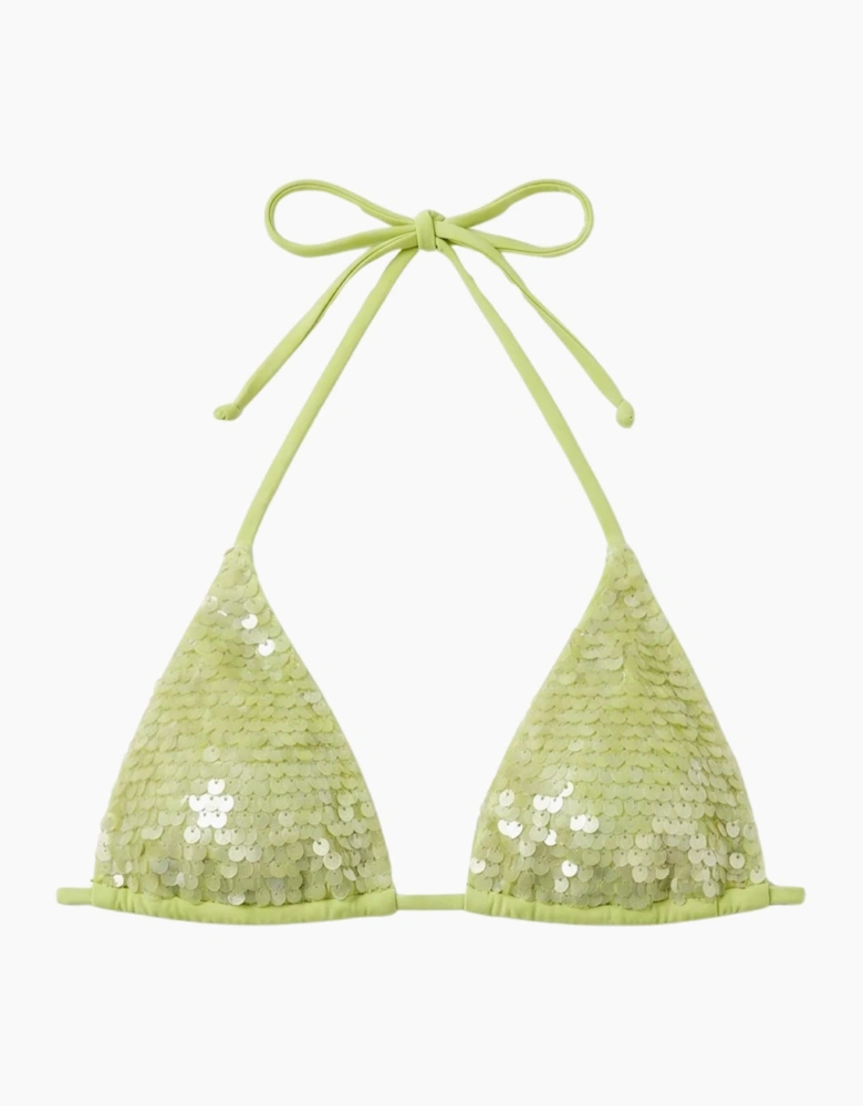Sienna Sequin Embroidery Bikini Bottom - Green