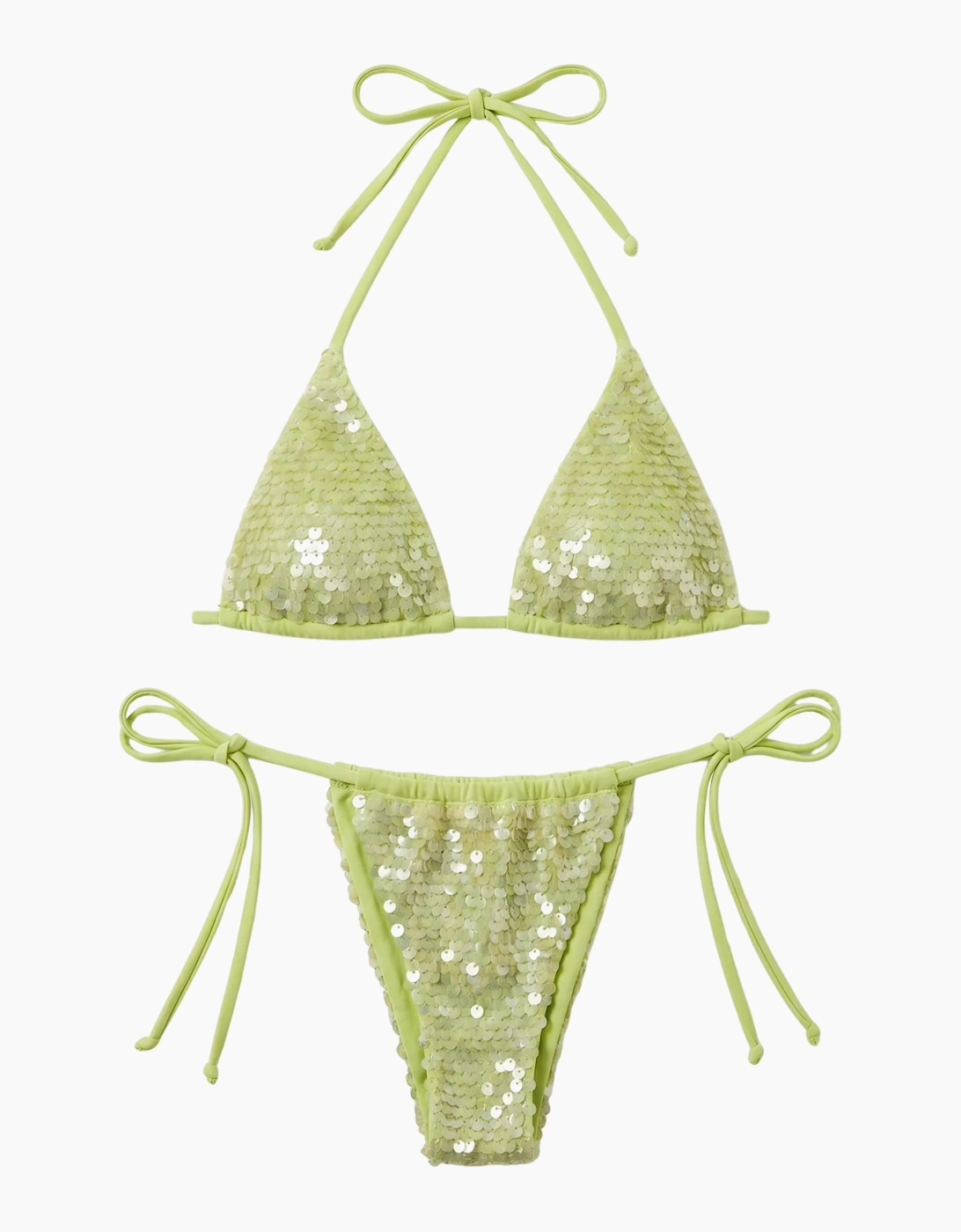 Sienna Sequin Embroidery Bikini Bottom - Green