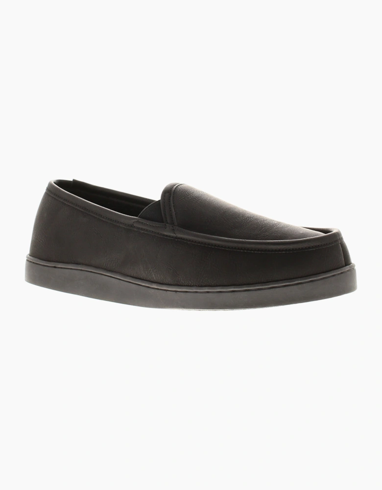 Oakdale Mens Full Slippers Memory Foam Stuart black UK Size