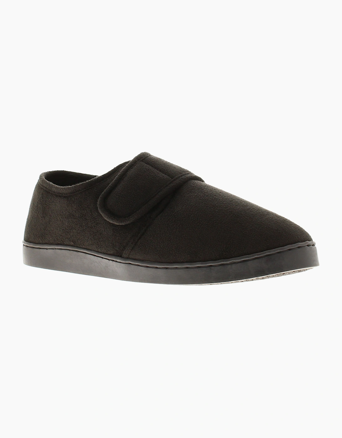 Oakdale Mens Full Slipper Extra Wide Touch Fastening Wayne black UK Size, 6 of 5