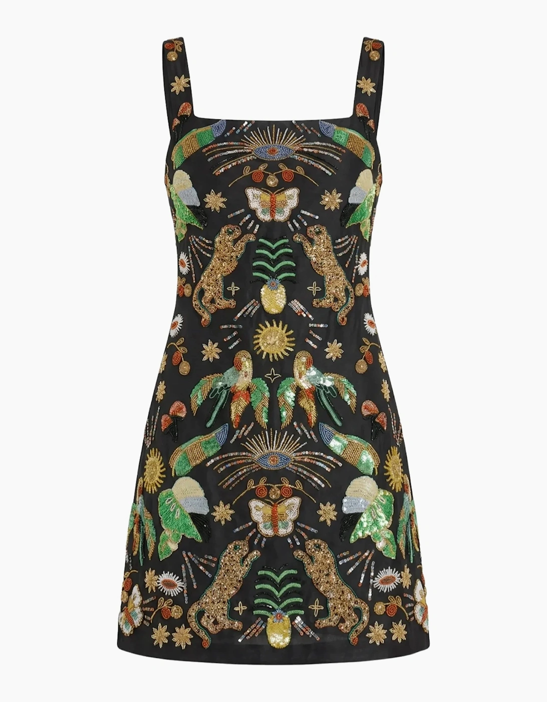 Aurelia Embroidered Luxury Mini Dress Black