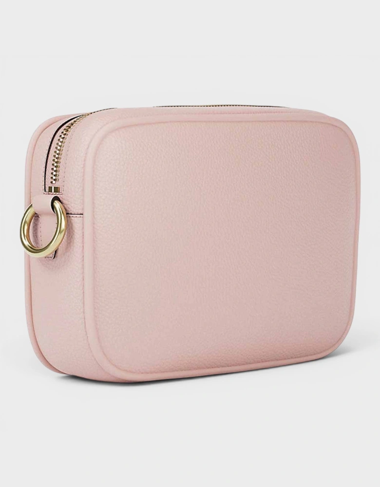 Pebbled Leather Camera Crossbody Bag Rose