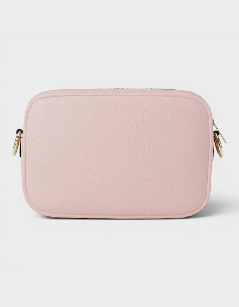 Pebbled Leather Camera Crossbody Bag Rose