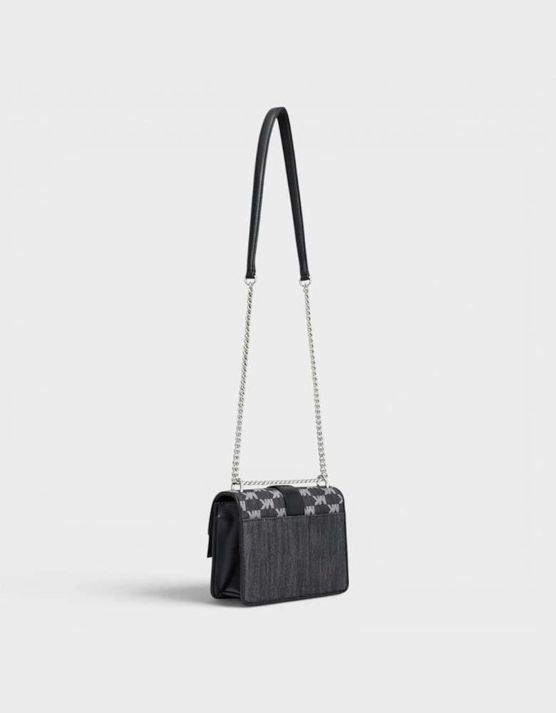 Greenwich Small Logo Jacquard Denim Crossbody Bag Black Noir