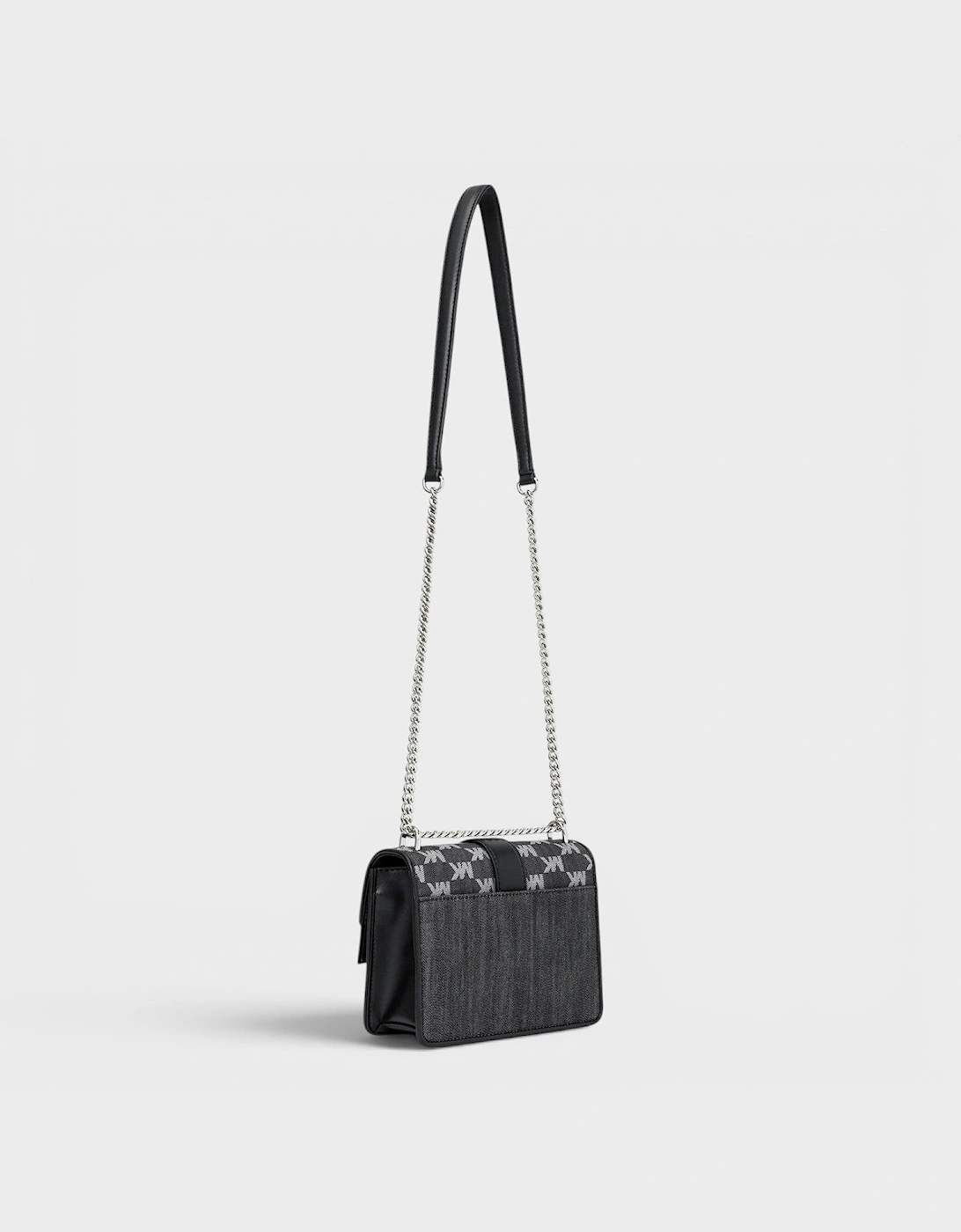 Greenwich Small Logo Jacquard Denim Crossbody Bag Black Noir