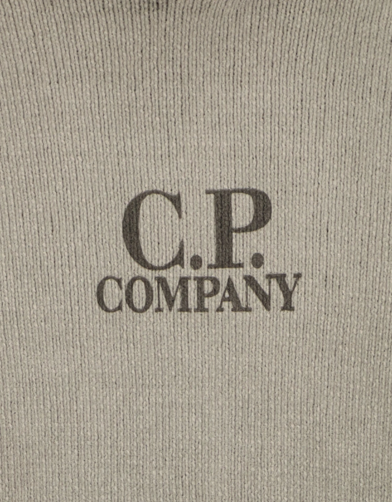 Chenille Two Tone Hooded Logo Knit