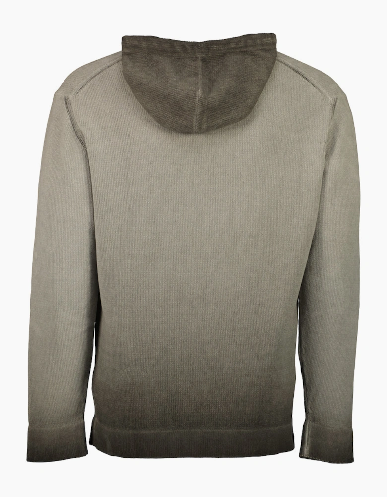 Chenille Two Tone Hooded Logo Knit