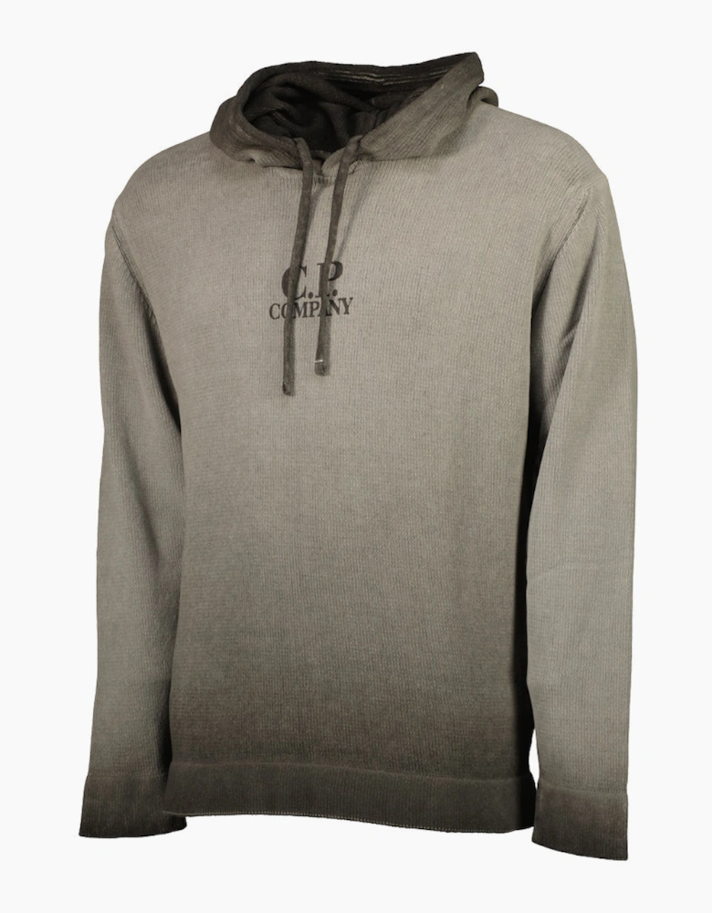 Chenille Two Tone Hooded Logo Knit