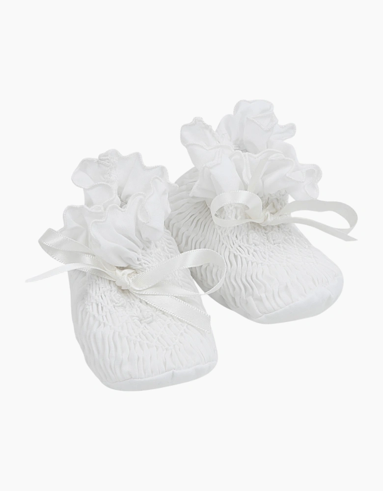 Girls White Smocked Booties