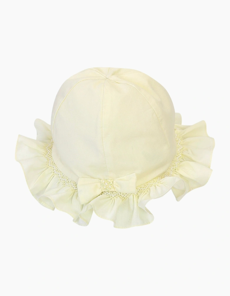 Girls Lemon Yellow Bow Sun Hat
