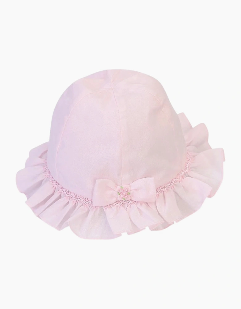 Girls Pale Pink Bow Sun Hat