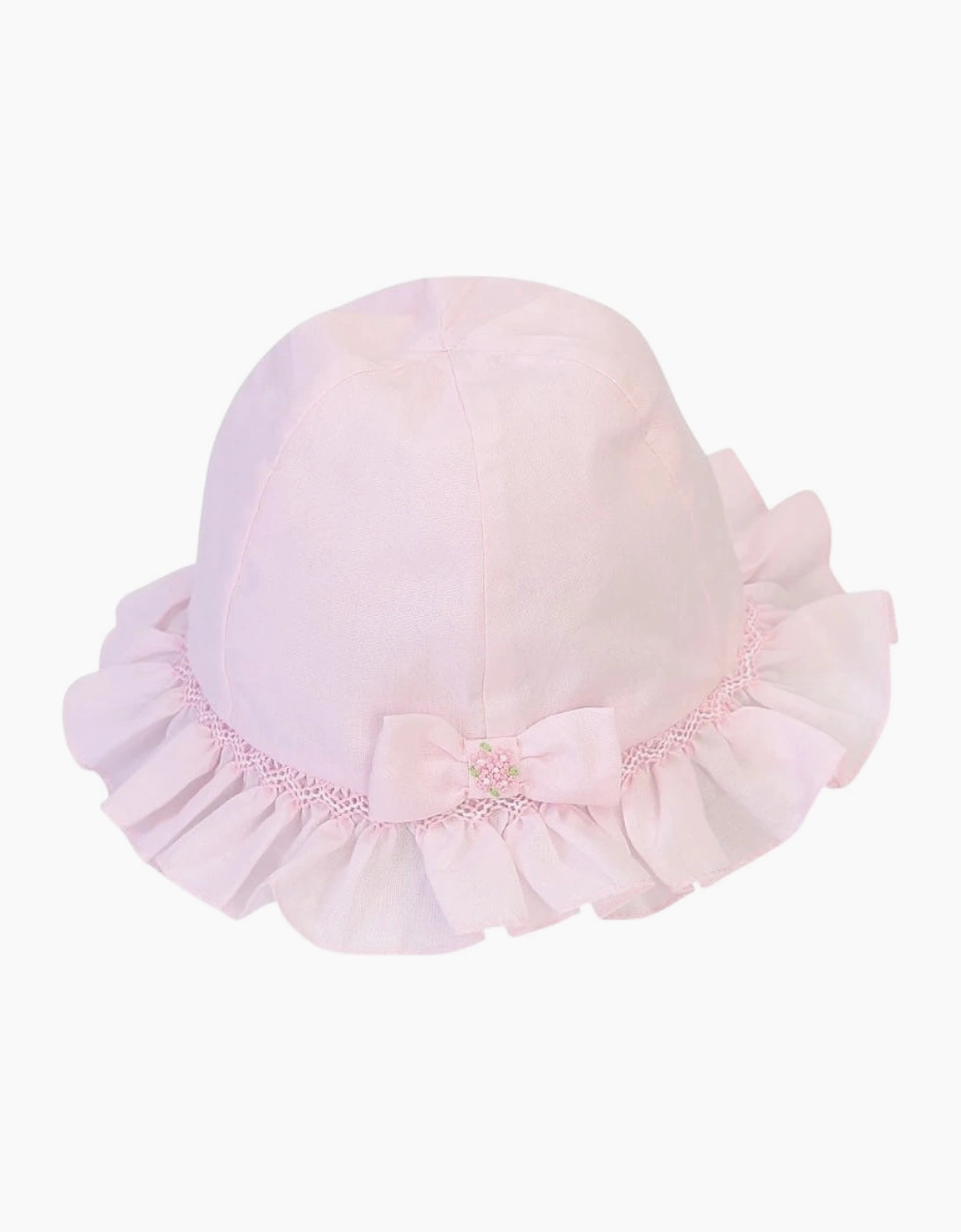 Girls Pale Pink Bow Sun Hat, 2 of 1