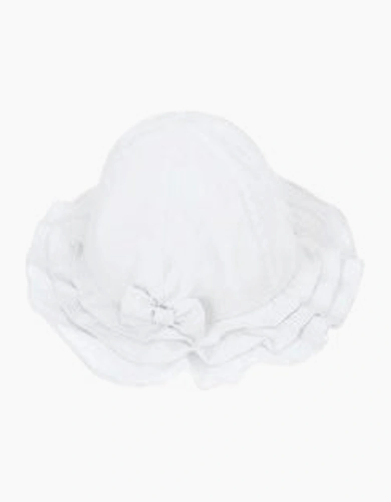 Girls White Bow Sun Hat