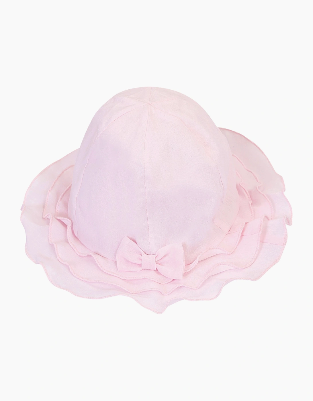 Girls Pale Pink Bow Sun Hat, 2 of 1
