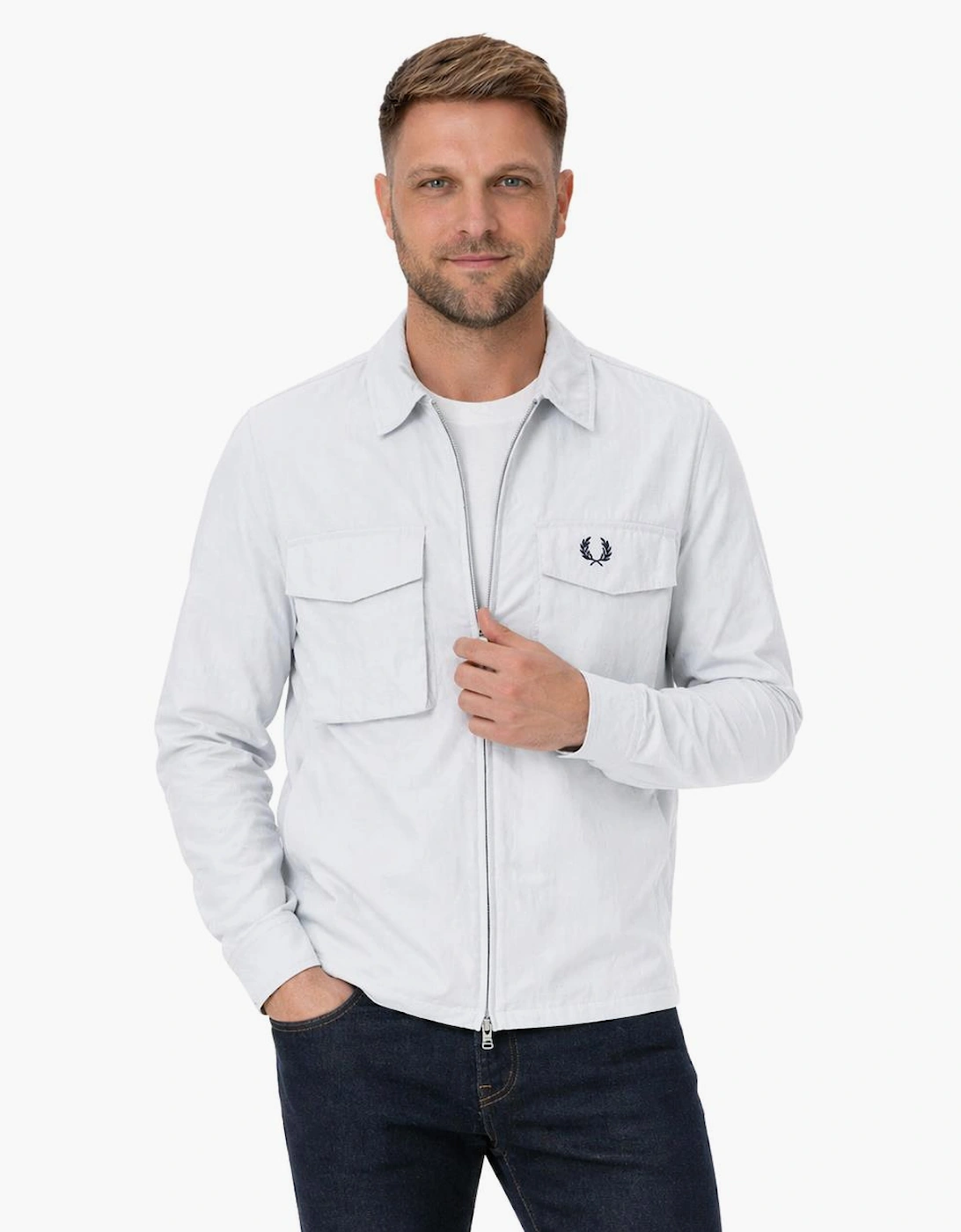 Fred Perry Ripstop Pocket Overshirt Dusky Blue