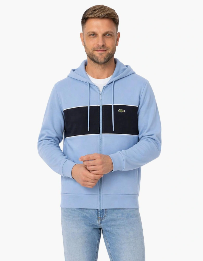 Lacoste Colour Block Zipped Hoodie Light Blue/Navy