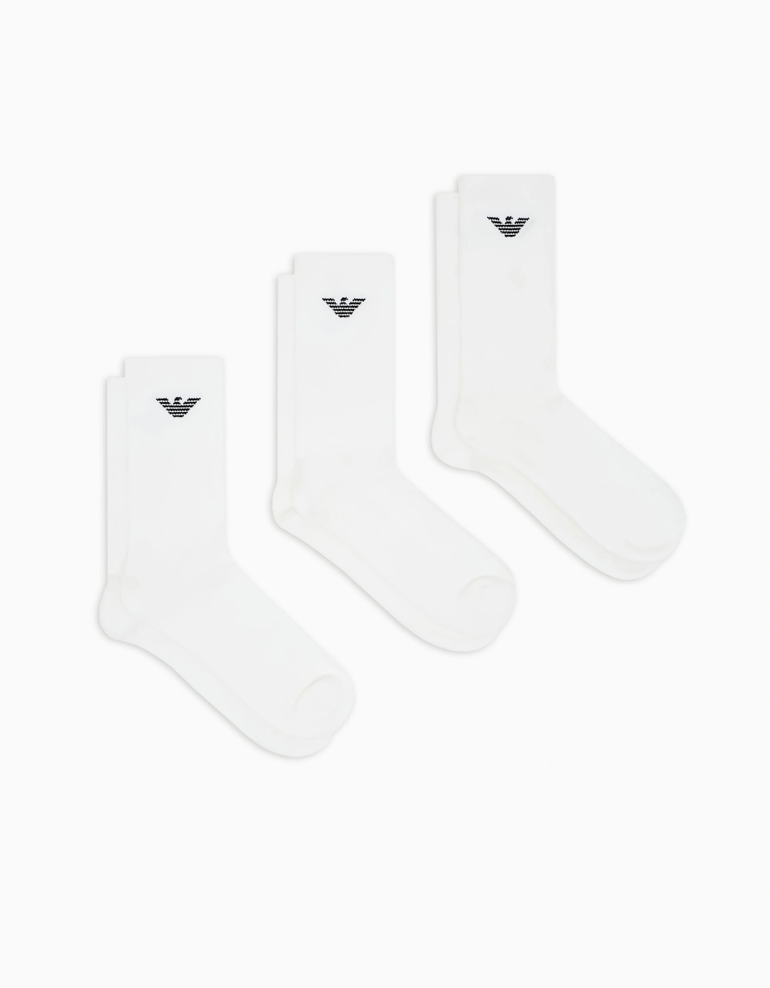 Emporio Armani Men's White 3-Pack Eagle Logo Socks - /White/ - Size: 16/14.5/8/15/8.5/15.5/9/13/13.5/14/6.5/7/7.5/11.5/5/12/5.5/12.5/6/3.5/3