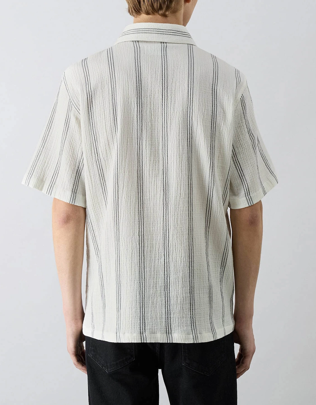 Oliver Sweeney Somerton Mens Striped Linen Shirt - Charcoal Stripe