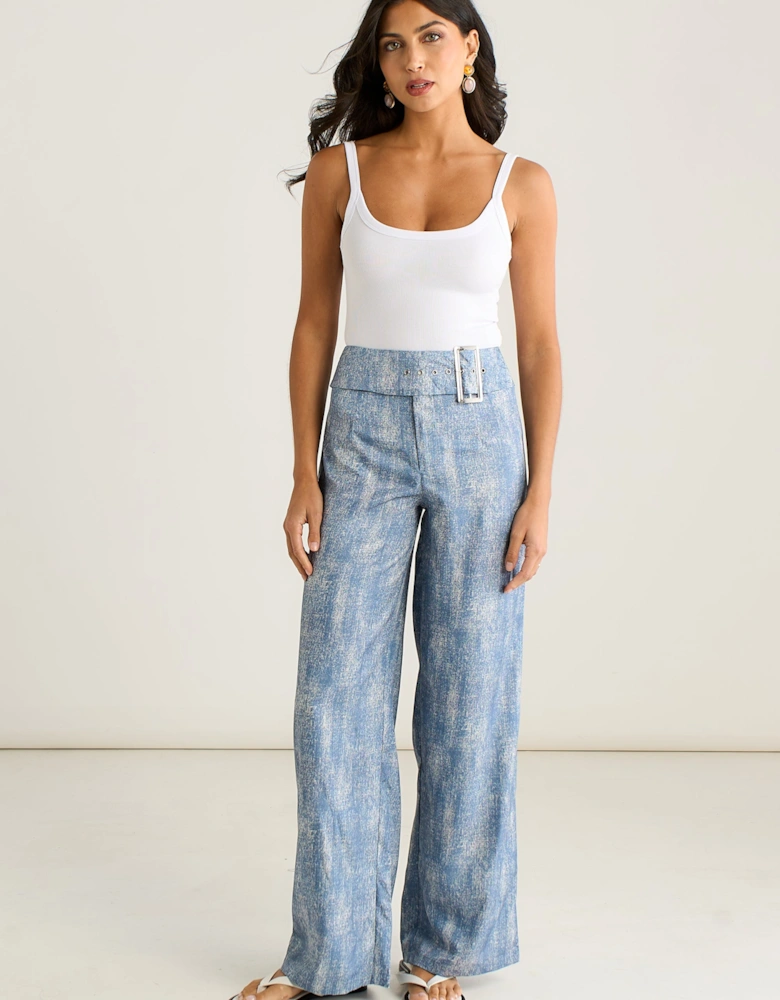 Blue Buckle Detail Trouser