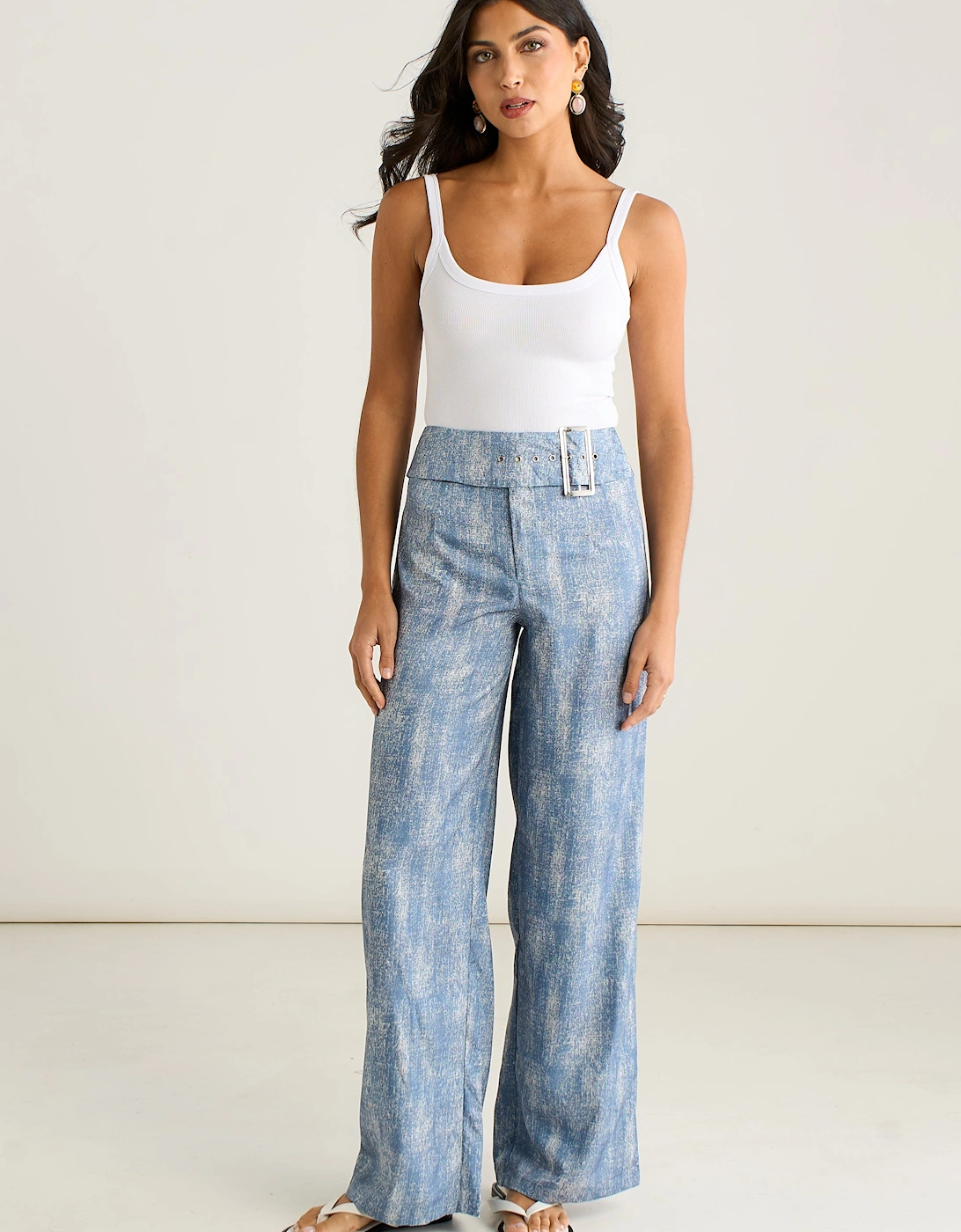 Blue Buckle Detail Trouser