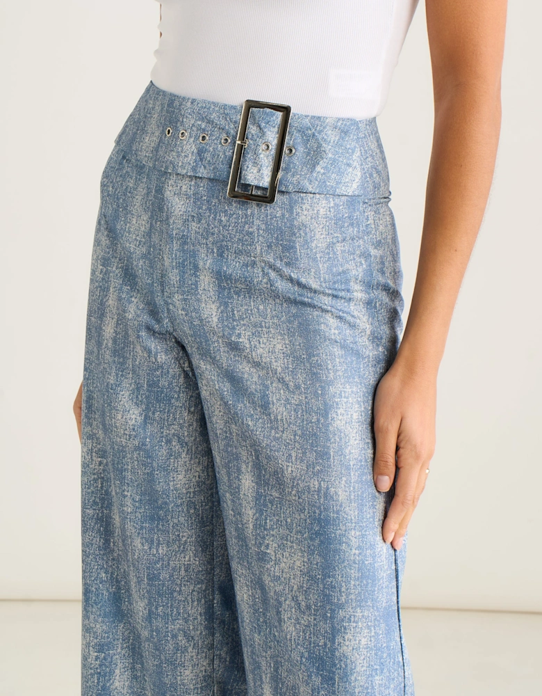 Blue Buckle Detail Trouser