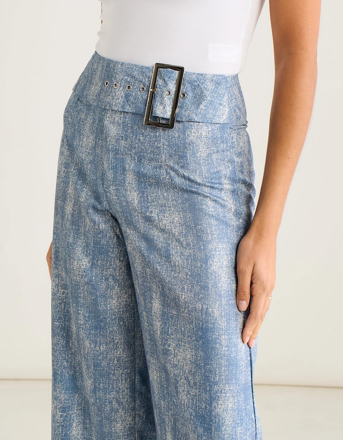 Blue Buckle Detail Trouser