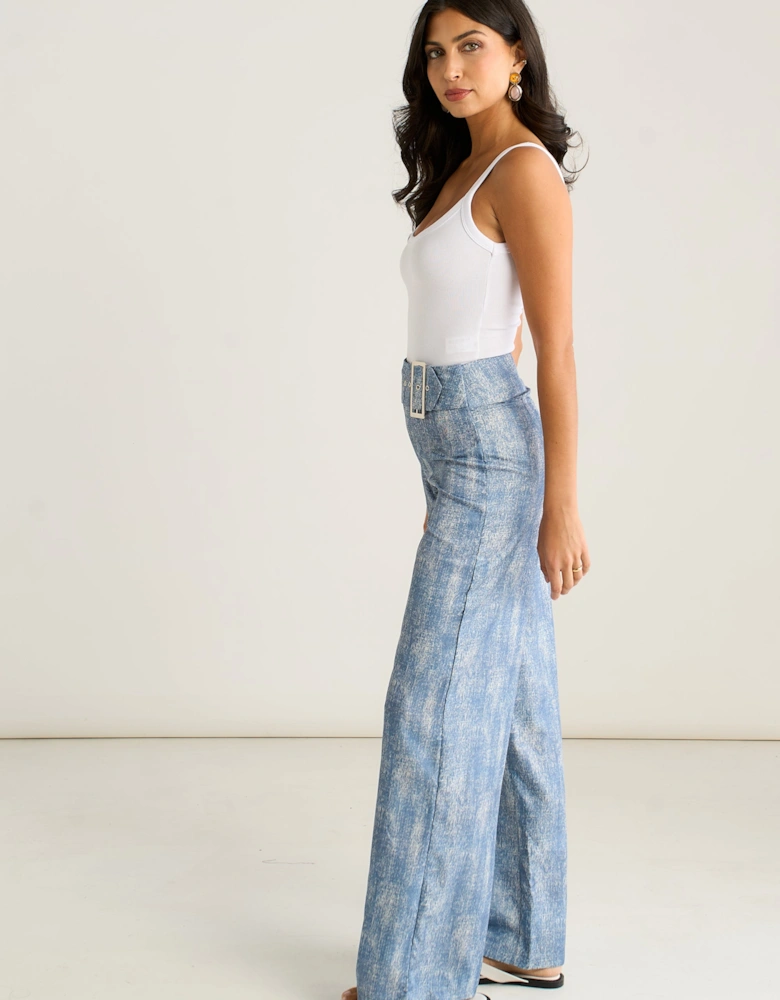 Blue Buckle Detail Trouser