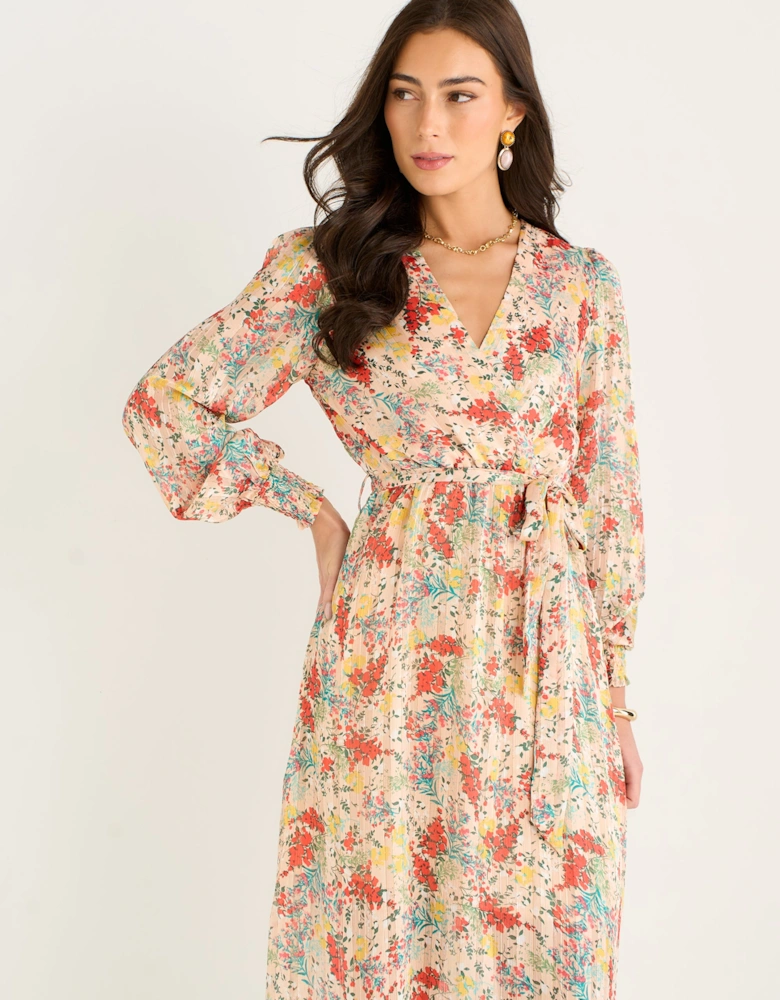 Multi Jacquard Chiffon Midi Dress
