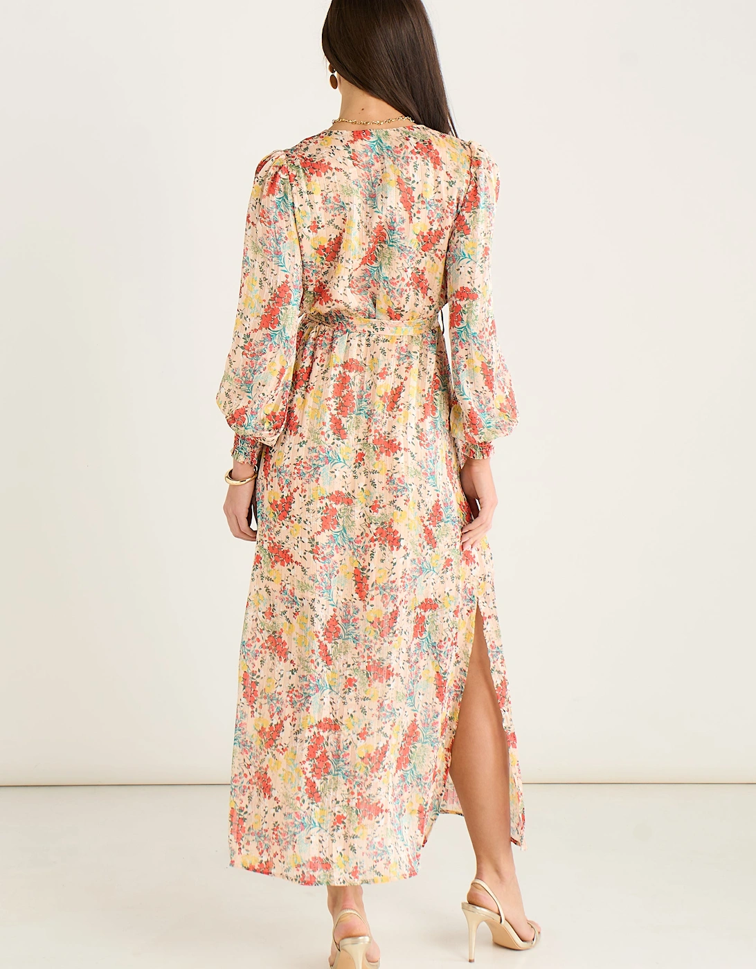 Multi Jacquard Chiffon Midi Dress